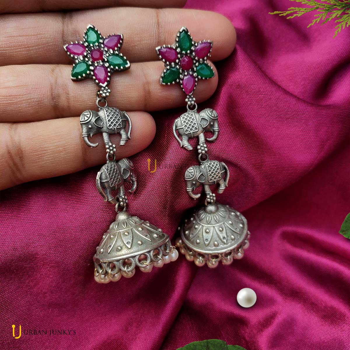 stone-studded-black-polish-jhumka stone-studded-black-polish-jhumka
