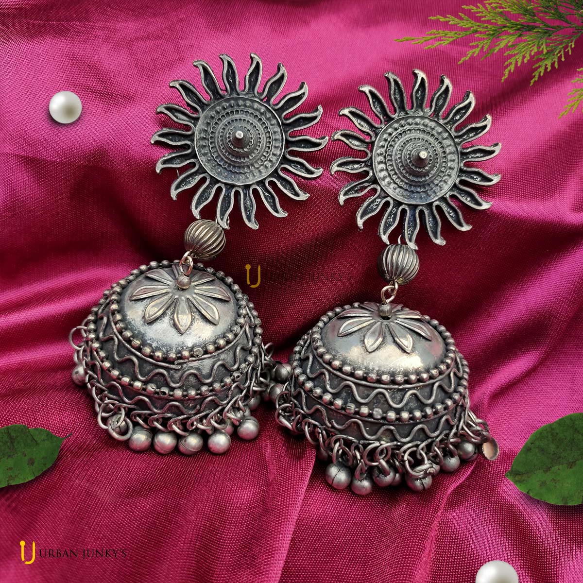 Round Black Polish Jhumka Earrings, 48% OFF