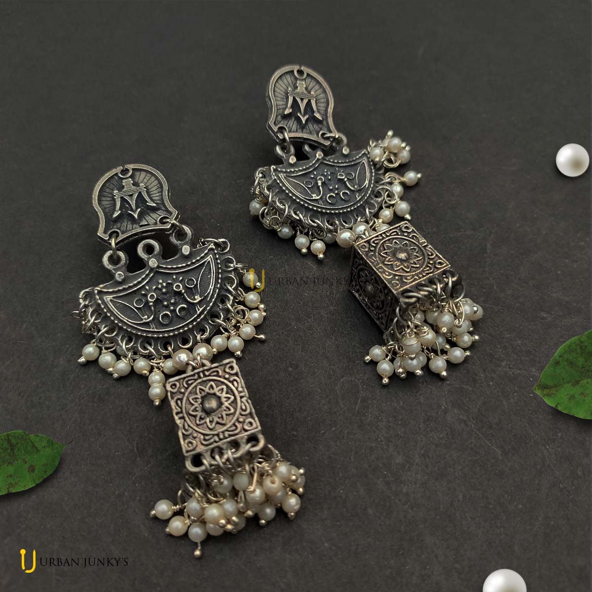 Handmade Brass Butterfly shaped Oxidized Silver look alike Casual Evening  Party Earrings- ANANYA