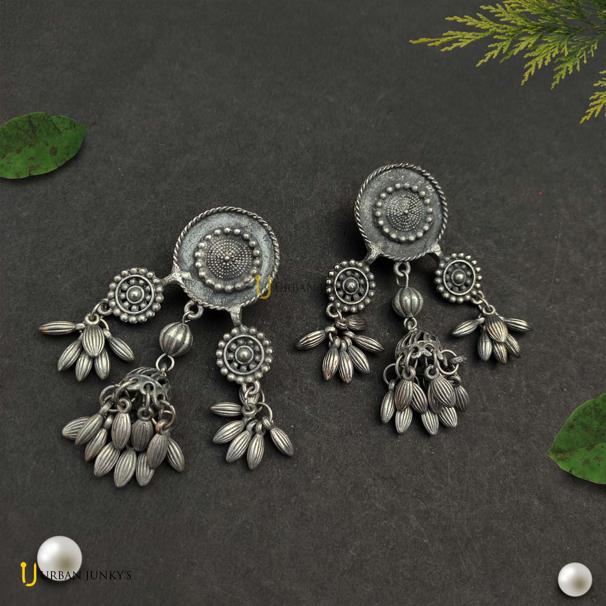 black-tone-leaf-jhumka black-tone-leaf-jhumka